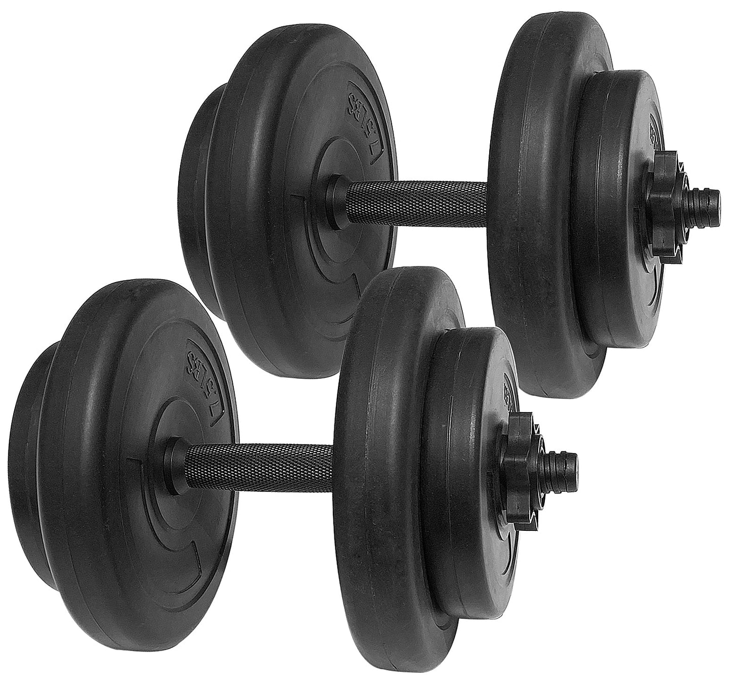 Vinyl Dumbbell Set, 40 Lbs. (20 Lbs. Pair), Adjustable, Black