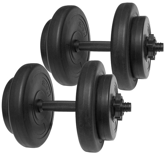 Vinyl Dumbbell Set, 40 Lbs. (20 Lbs. Pair), Adjustable, Black