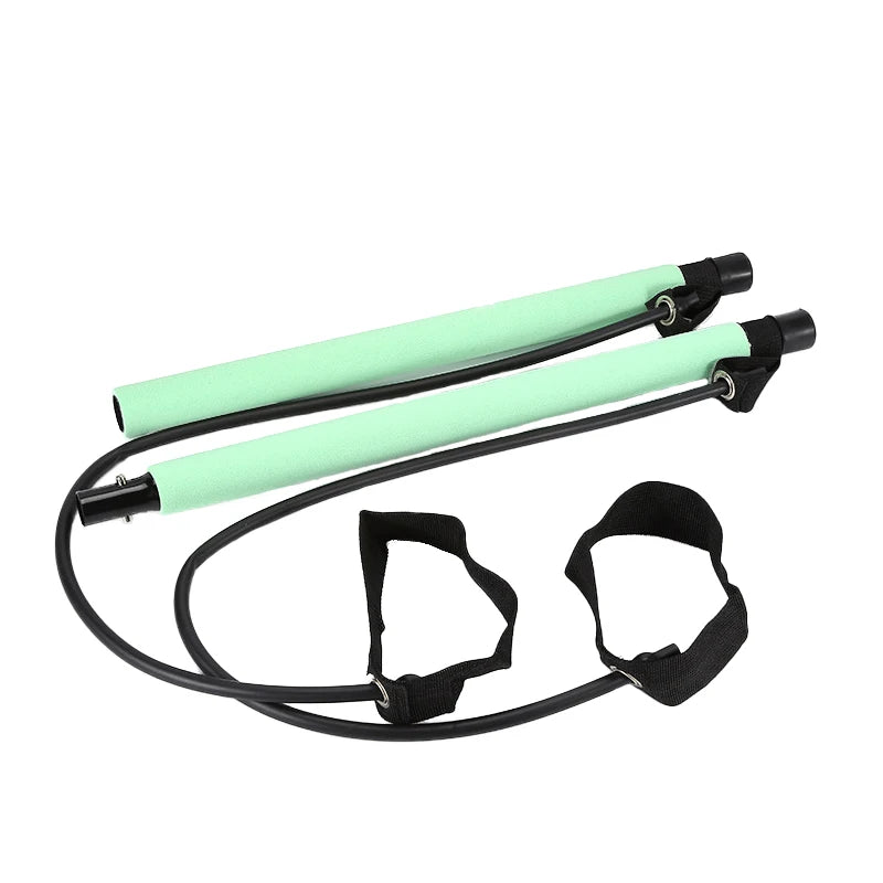 Multifunctional Pilates Bar Combination Fitness Bar Yoga Chest Expansion Tension Rope Back Trainer Elastic Rope Stretching Belt