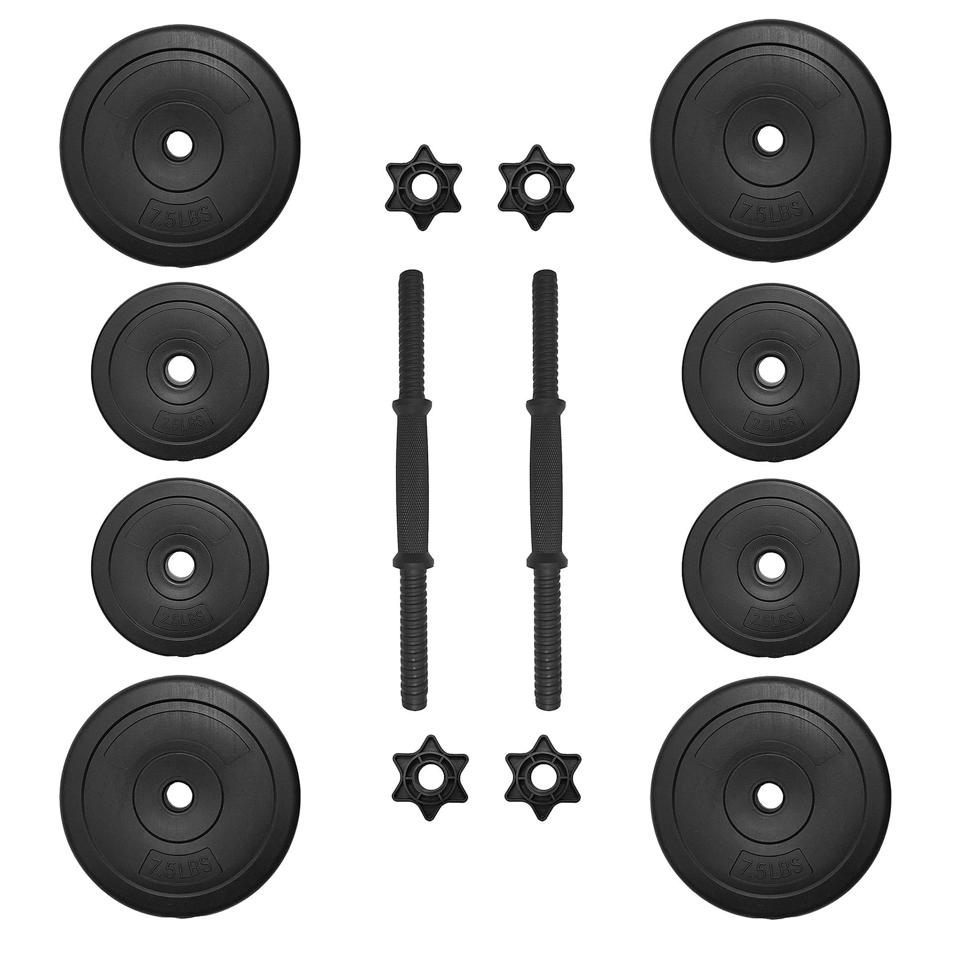 Vinyl Dumbbell Set, 40 Lbs. (20 Lbs. Pair), Adjustable, Black