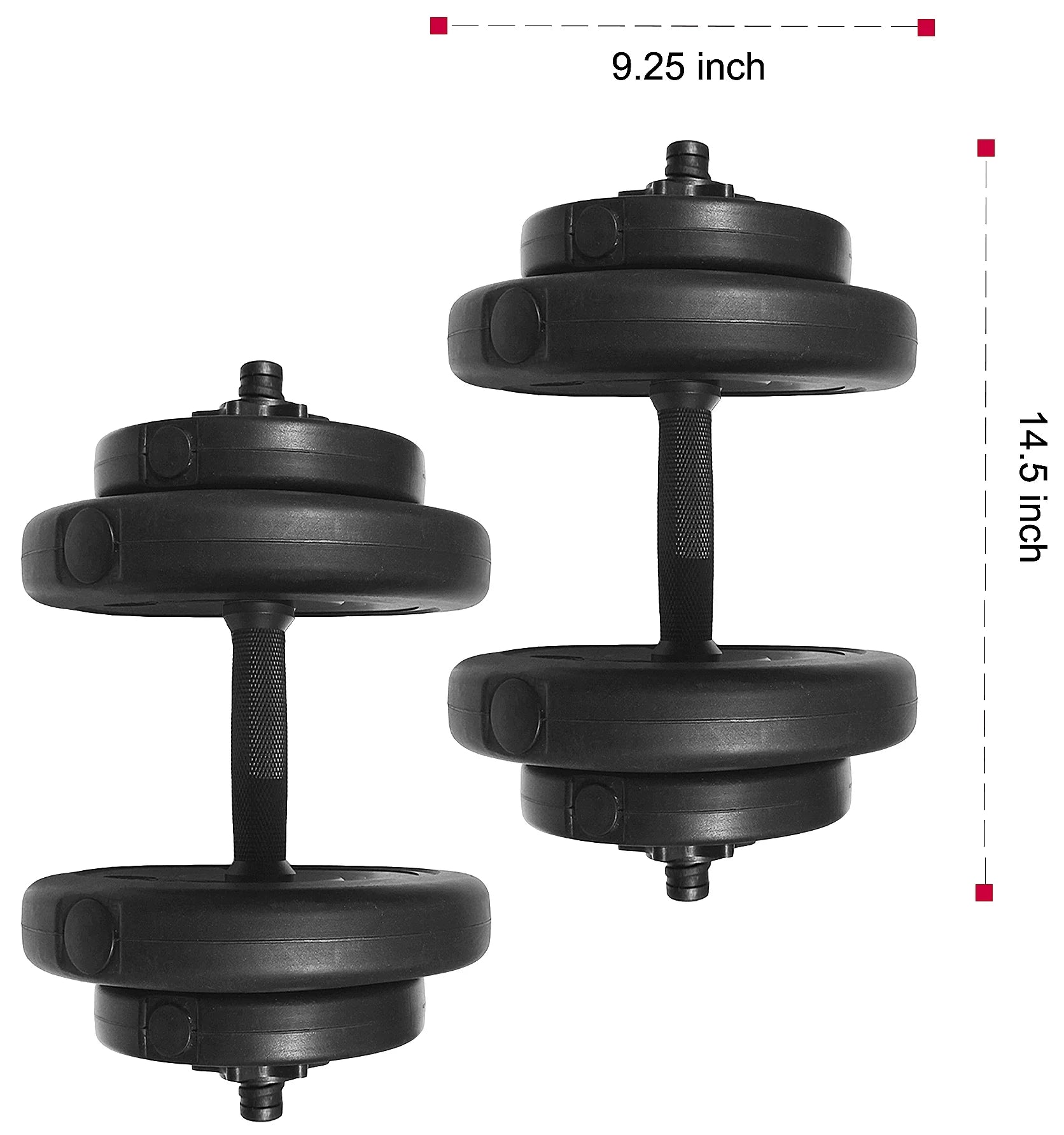 Vinyl Dumbbell Set, 40 Lbs. (20 Lbs. Pair), Adjustable, Black